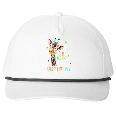 Cute Giraffe Animal Its Ok To Be Different Gift Autism Awareness Snapback Five-Panel Rope Hat