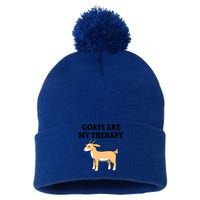 Cute Goat As A Therapy Ironic Quote Meaningful Gift Pom Pom 12in Knit Beanie