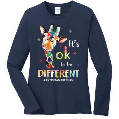 Cute Giraffe Animals Be Different Autism Awareness Ladies Long Sleeve Shirt