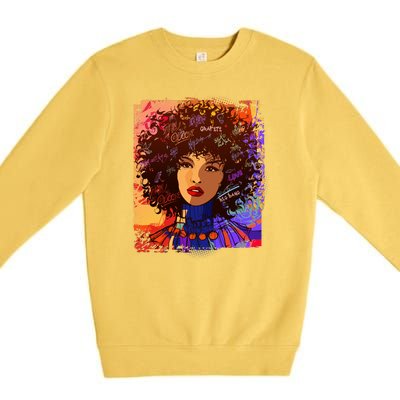 Coloful Graffiti Afro Woman Premium Crewneck Sweatshirt