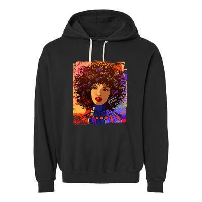 Coloful Graffiti Afro Woman Garment-Dyed Fleece Hoodie