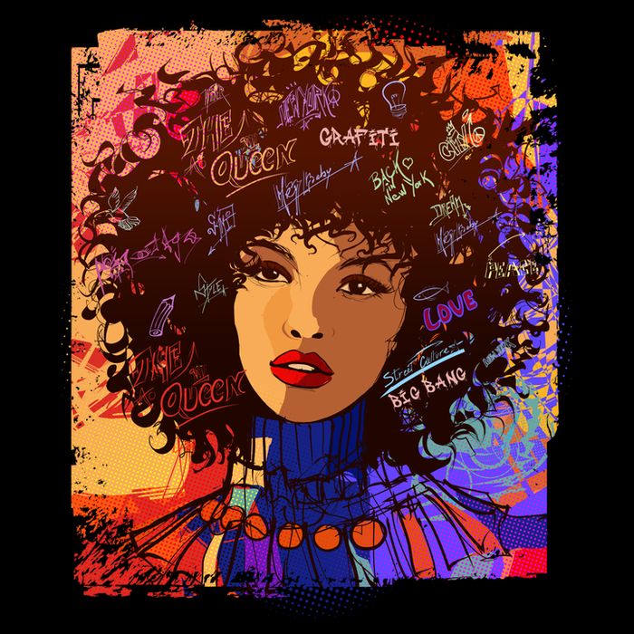 Coloful Graffiti Afro Woman Cooling Performance Crew T-Shirt