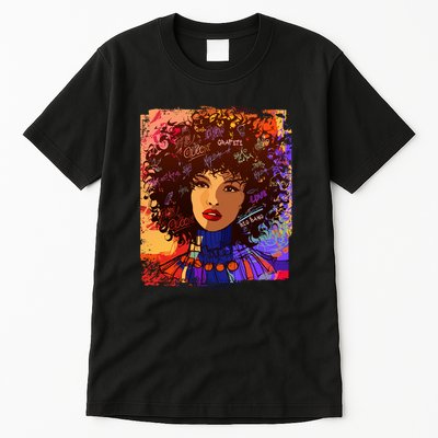 Coloful Graffiti Afro Woman Tall T-Shirt