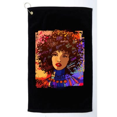 Coloful Graffiti Afro Woman Golf Towel