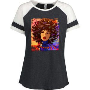 Coloful Graffiti Afro Woman Enza Ladies Jersey Colorblock Tee