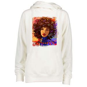 Coloful Graffiti Afro Woman Womens Funnel Neck Pullover Hood