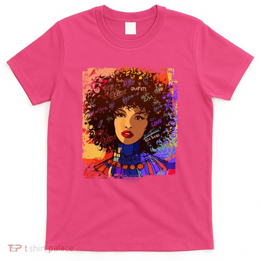 Coloful Graffiti Afro Woman T-Shirt