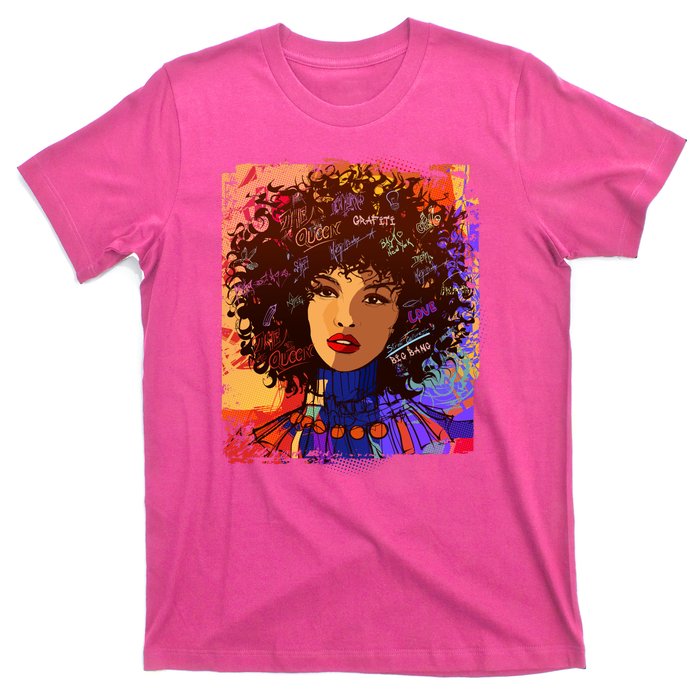 Coloful Graffiti Afro Woman T-Shirt