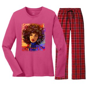 Coloful Graffiti Afro Woman Women's Long Sleeve Flannel Pajama Set 