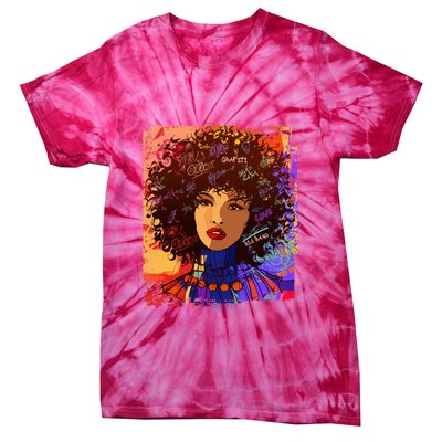 Coloful Graffiti Afro Woman Tie-Dye T-Shirt