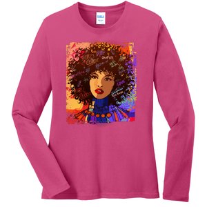 Coloful Graffiti Afro Woman Ladies Long Sleeve Shirt