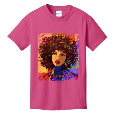 Coloful Graffiti Afro Woman Kids T-Shirt
