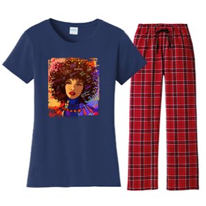 Coloful Graffiti Afro Woman Women's Flannel Pajama Set