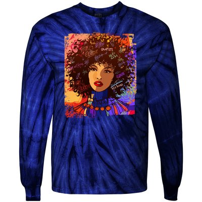 Coloful Graffiti Afro Woman Tie-Dye Long Sleeve Shirt