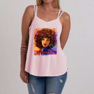 Coloful Graffiti Afro Woman Women's Strappy Tank