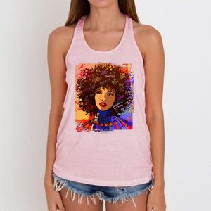 Coloful Graffiti Afro Woman Women's Knotted Racerback Tank