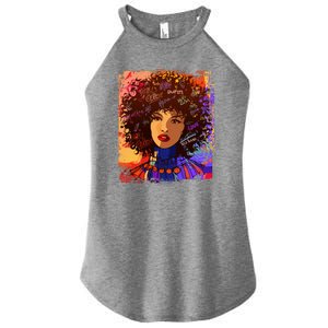 Coloful Graffiti Afro Woman Women's Perfect Tri Rocker Tank