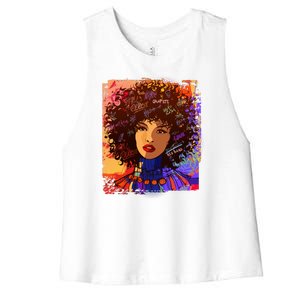 Coloful Graffiti Afro Woman Women's Racerback Cropped Tank