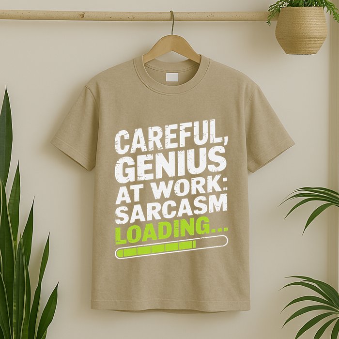 Careful Genius At Work Sarcasm Loading Funny T-Shirt