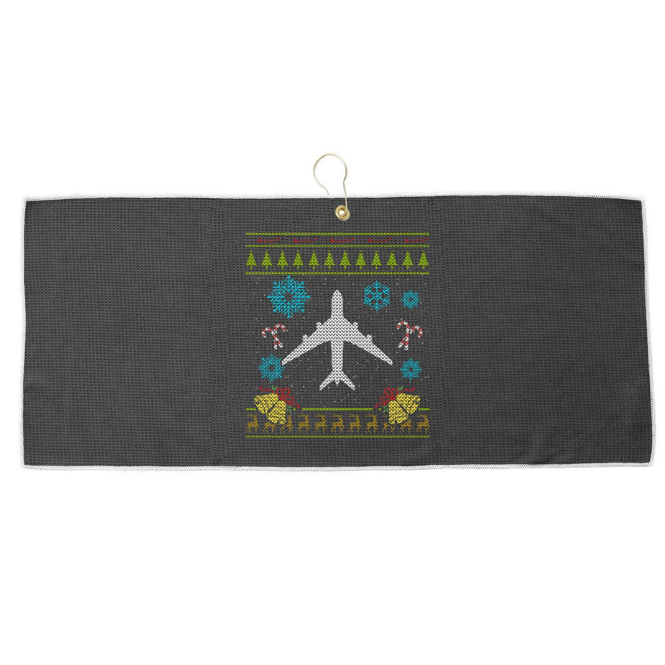 Christmas Gift Airplane Pilot Christmas Ugly Large Microfiber Waffle Golf Towel