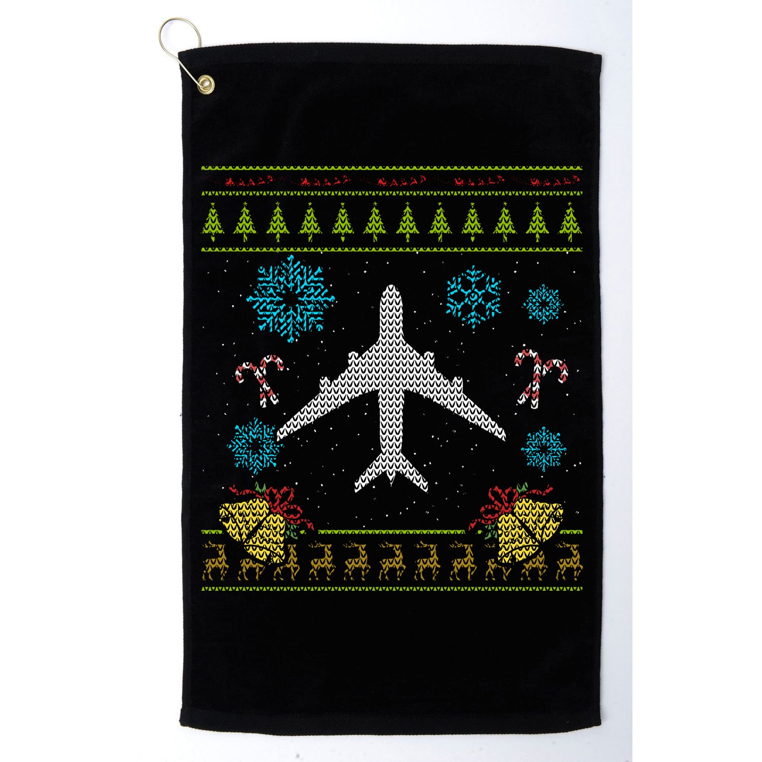 Christmas Gift Airplane Pilot Christmas Ugly Golf Towel