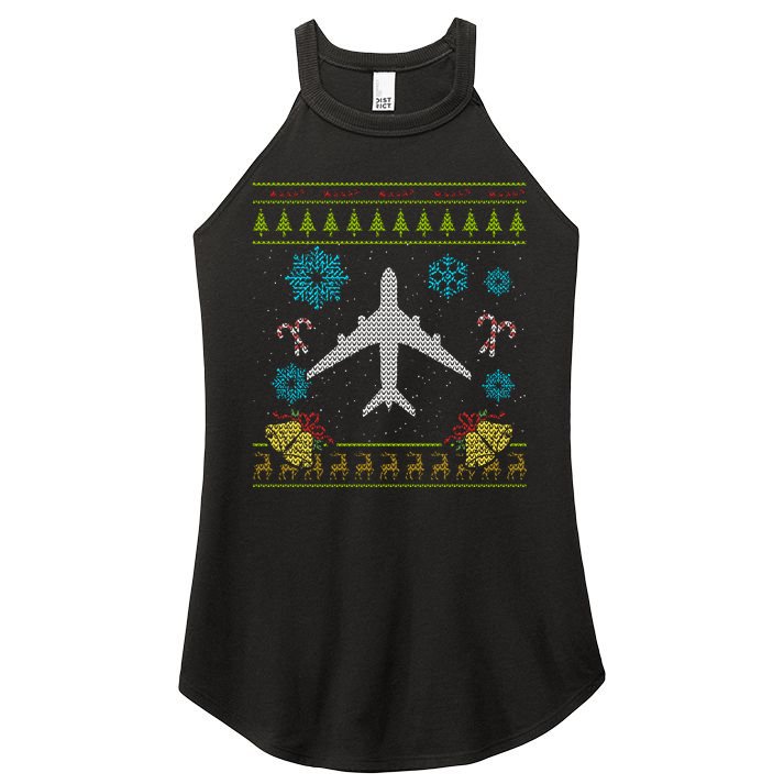 Christmas Gift Airplane Pilot Christmas Ugly Women's Perfect Tri Rocker Tank