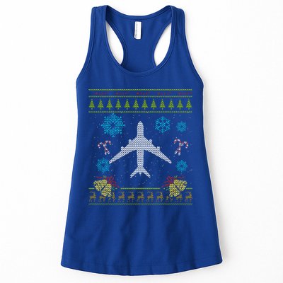 Christmas Gift Airplane Pilot Christmas Ugly Womens Tank Top