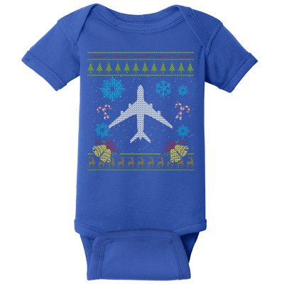 Christmas Gift Airplane Pilot Christmas Ugly Baby Bodysuit