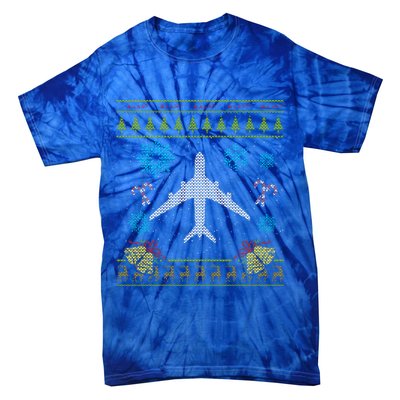 Christmas Gift Airplane Pilot Christmas Ugly Tie-Dye T-Shirt