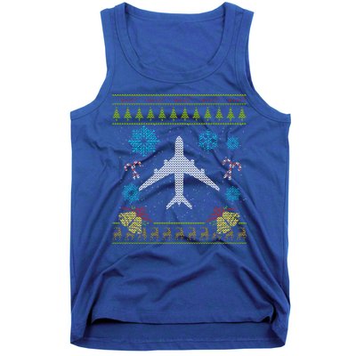 Christmas Gift Airplane Pilot Christmas Ugly Tank Top