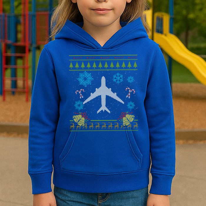 Christmas Gift Airplane Pilot Christmas Ugly Kids Hoodie