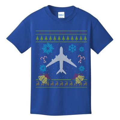 Christmas Gift Airplane Pilot Christmas Ugly Kids T-Shirt