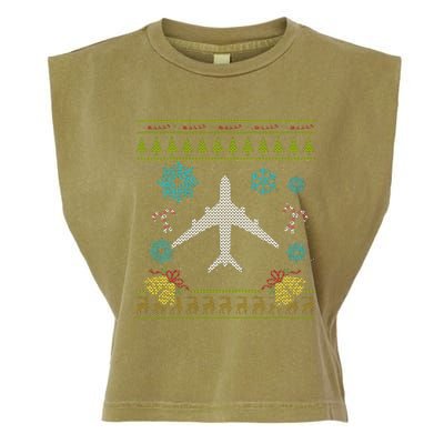 Christmas Gift Airplane Pilot Christmas Ugly Garment-Dyed Women's Muscle Tee