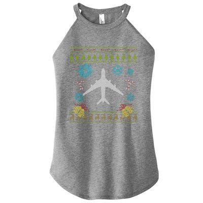 Christmas Gift Airplane Pilot Christmas Ugly Women’s Perfect Tri Rocker Tank