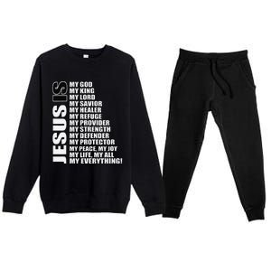 Christian Gospel And Bible Phrase For Our Lord Jesus Premium Crewneck Sweatsuit Set