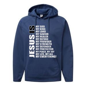 Christian Gospel And Bible Phrase For Our Lord Jesus Performance Fleece Hoodie