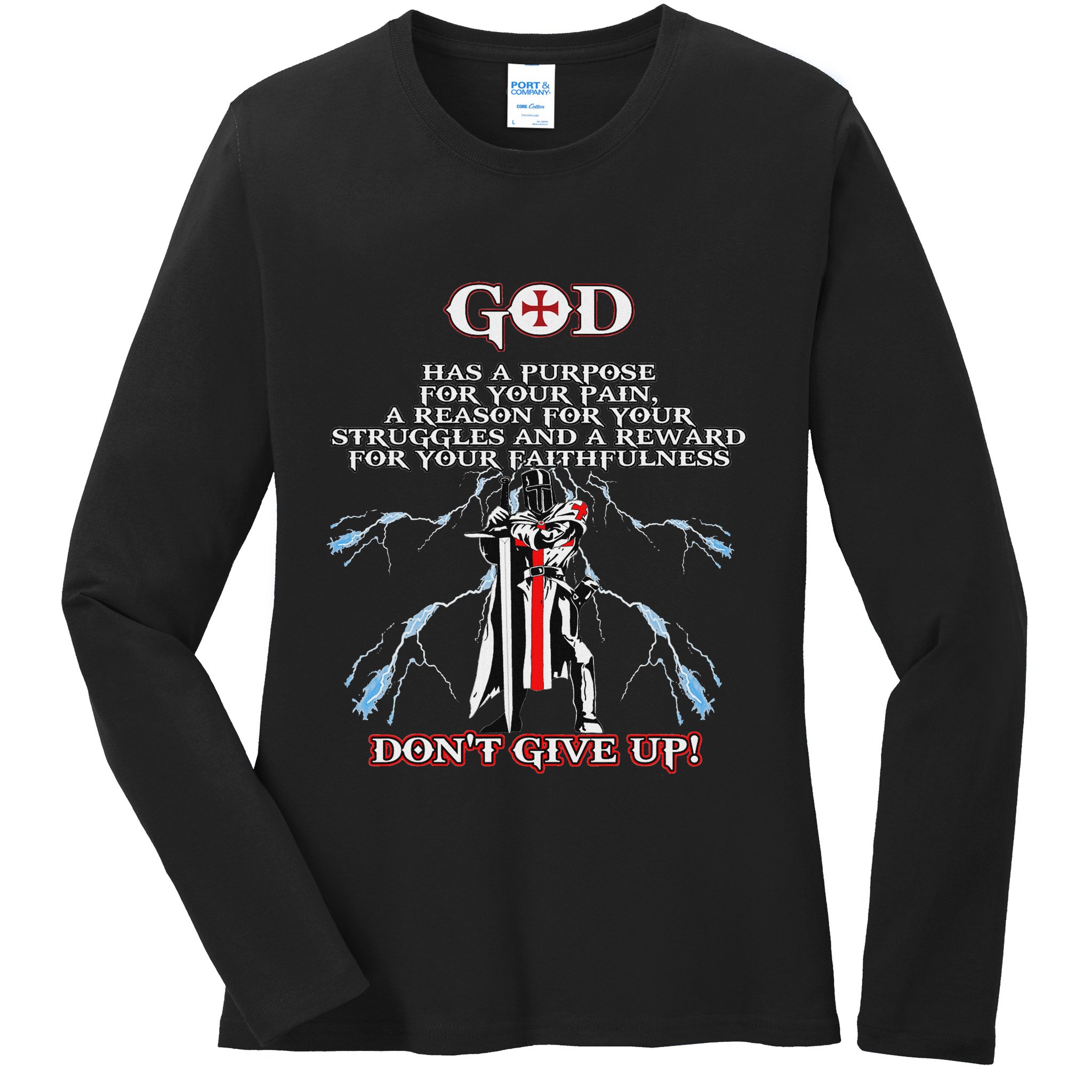 Christian Gospel And Bible Phrase For Our Lord Jesus Ladies Long Sleeve Shirt