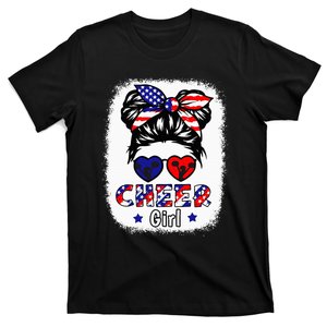 Cheer Girl American Flag Cheerleader Patriotic 4th July Teen T-Shirt