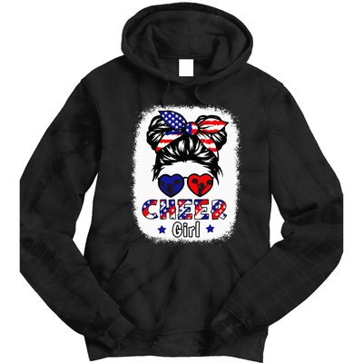 Cheer Girl American Flag Cheerleader Patriotic 4th July Teen Tie Dye Hoodie