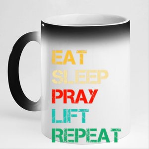 Christian Gym And Jesus Gym For Eat Sleep Pray Repeat Gift 11oz Black Color Changing Mug