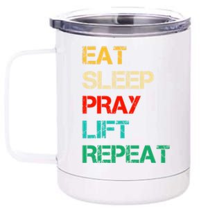 Christian Gym And Jesus Gym For Eat Sleep Pray Repeat Gift 12 oz Stainless Steel Tumbler Cup