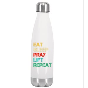 Christian Gym And Jesus Gym For Eat Sleep Pray Repeat Gift Stainless Steel Insulated Water Bottle