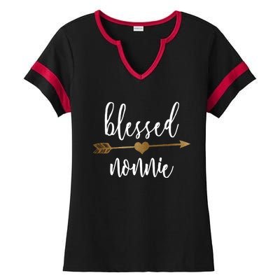 Cute Gold Arrow Blessed Nonnie Cool Gift Grandma Cool Gift Ladies Halftime Notch Neck Tee