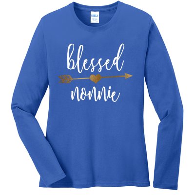 Cute Gold Arrow Blessed Nonnie Cool Gift Grandma Cool Gift Ladies Long Sleeve Shirt