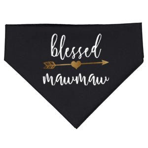 Cute Gold Arrow Blessed Mawmaw Funny Gift Memaw Funny Gift USA-Made Doggie Bandana