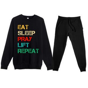 Christian Gym And Jesus Gym For Eat Sleep Pray Repeat Gift Premium Crewneck Sweatsuit Set