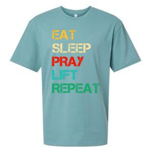 Christian Gym And Jesus Gym For Eat Sleep Pray Repeat Gift Sueded Cloud Jersey T-Shirt