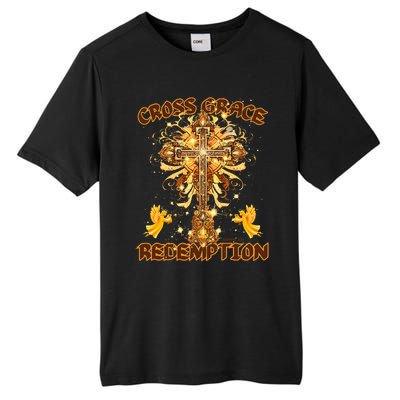 CROSS GRACE AND REDEMPTION Christian Design Tall Fusion ChromaSoft Performance T-Shirt