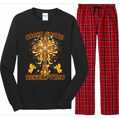 CROSS GRACE AND REDEMPTION Christian Design Long Sleeve Pajama Set