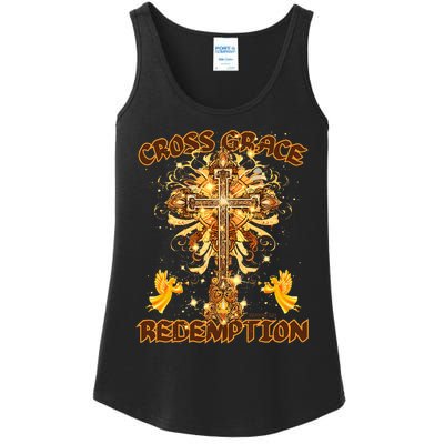 CROSS GRACE AND REDEMPTION Christian Design Ladies Essential Tank